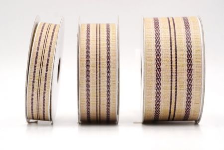 Бежевий та коричневий зигзаг смугаста тканинна стрічка набір_AI